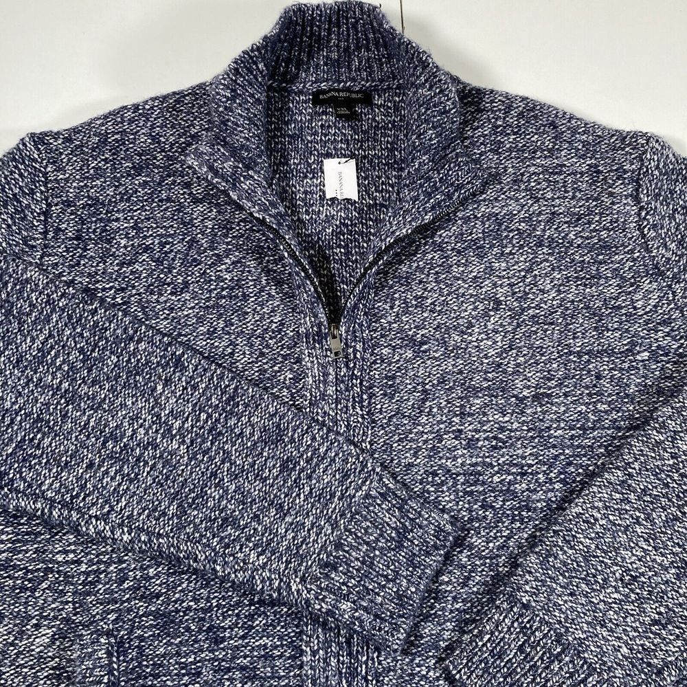 NEW BANANA REPUBLIC Tweed Full Zip Knit Jacket 2XL Wool Silk Blend NWT $120‎